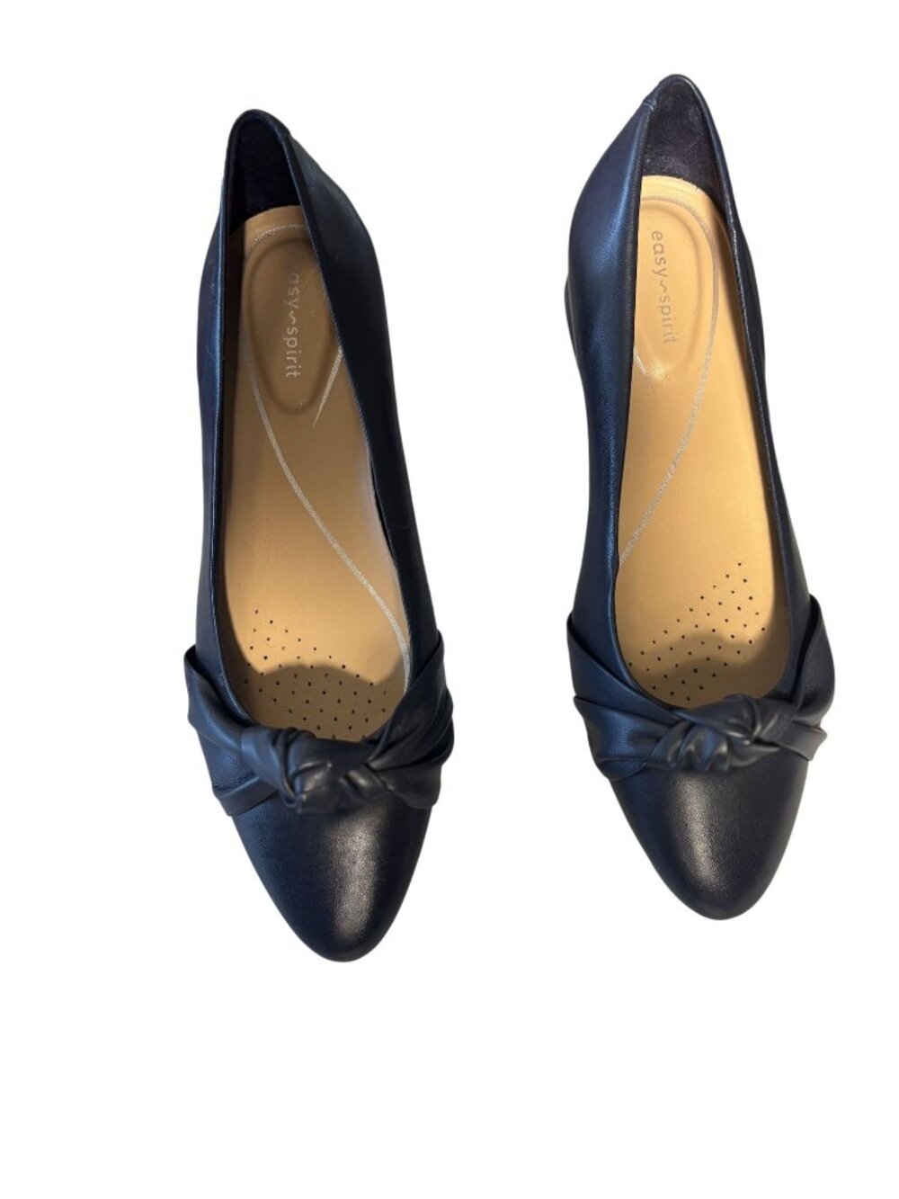 Easy Spirit Womens Navy Blue Leather Knot Detail Low Heel Flats Size 8.5